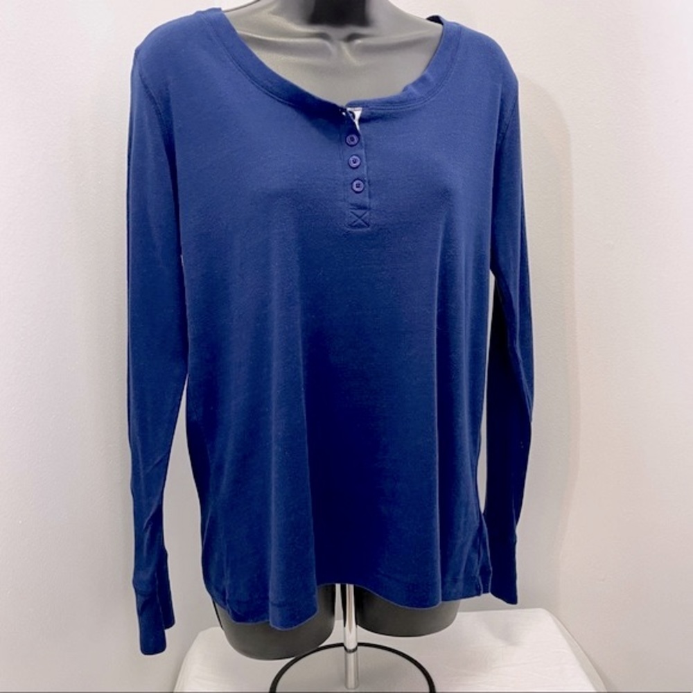 Steve Madden Women’s Blue Casual Long Sleeve Henley Shirt Size Medium